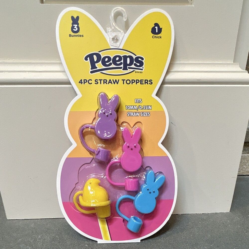Peeps 4PC Colorful Bunny & Chick Straw Toppers Easter
